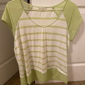 Wonens green and white short sleeve top